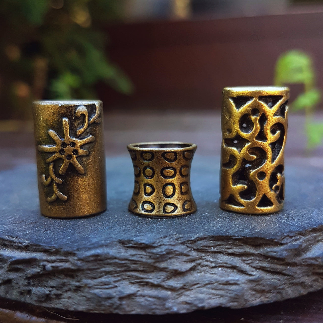 Bronze Bead Set of 3 | 8-10mm hole