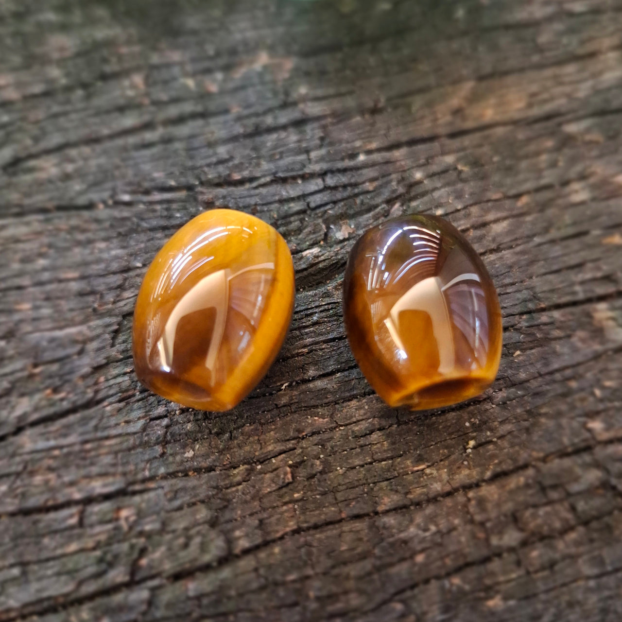 Tigers Eye Barrel Beads | 6mm hole