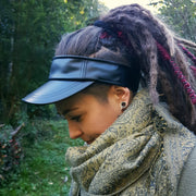 Faux leather visor
