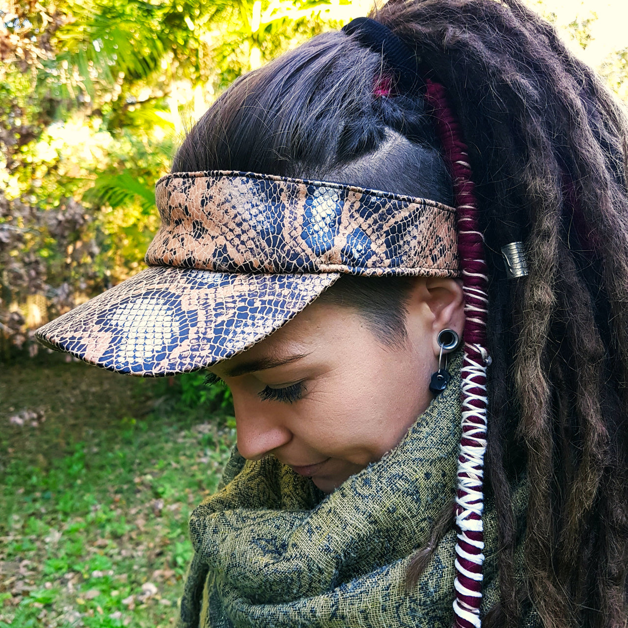 Snakeskin print visor