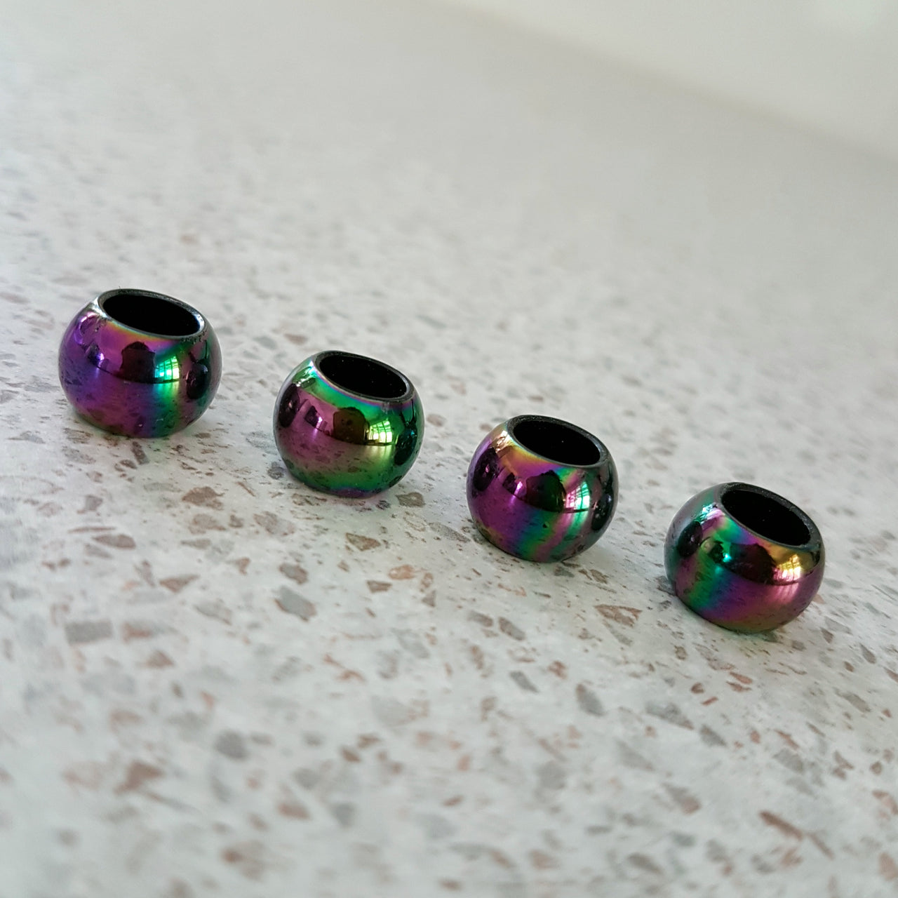Black Rainbow Chrome Beads | 7mm hole