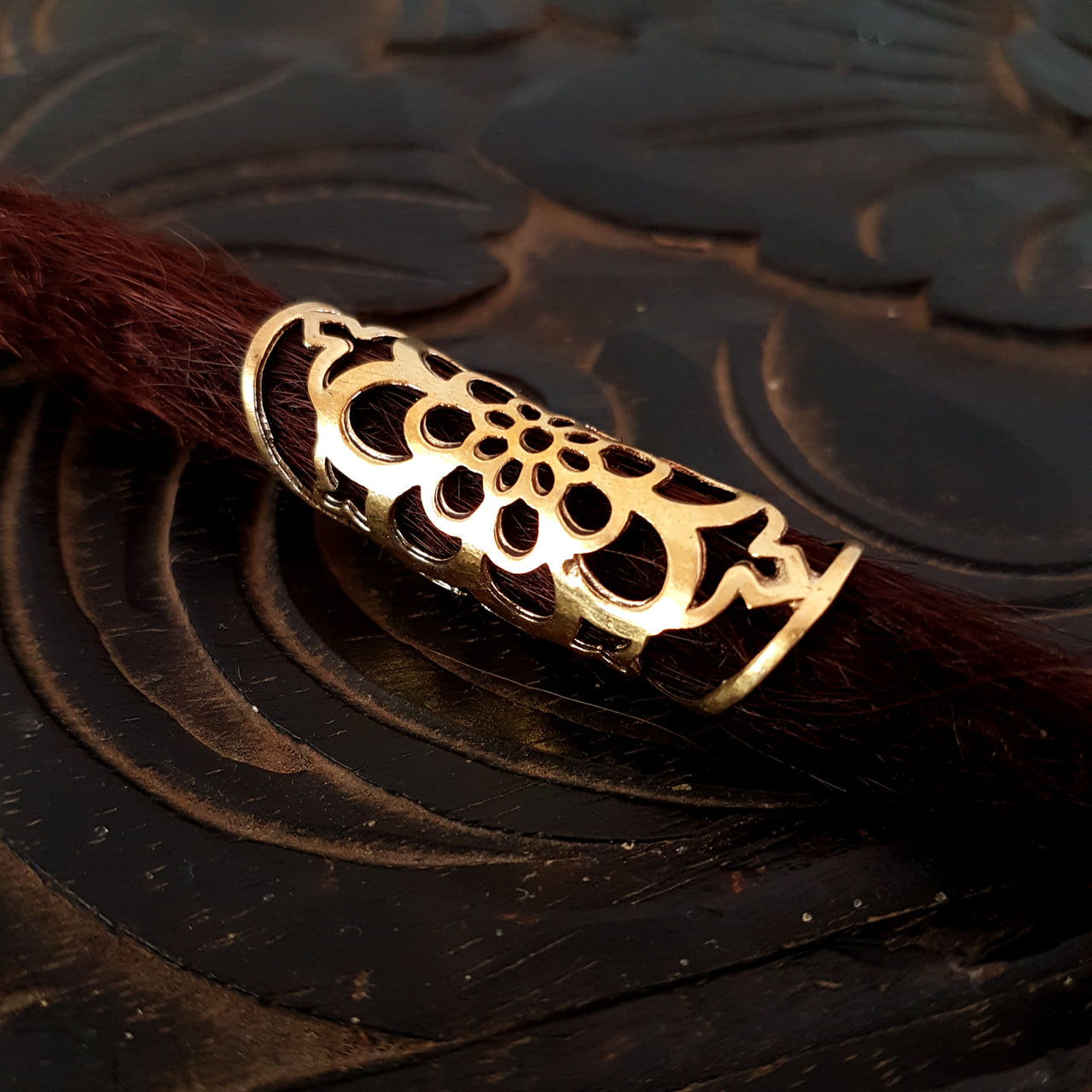 Flower Mandala Brass Dread Cuff | 14mm hole