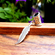 silver leaf dangle dread bead