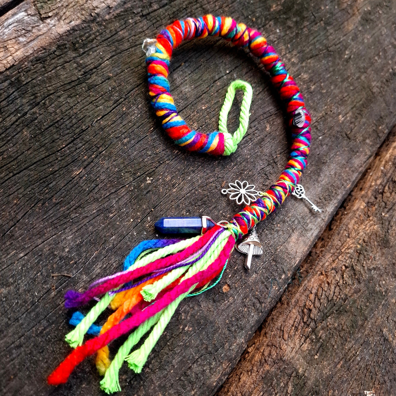 Rainbow Dread Wrap with Lapis Lazuli | 43cm