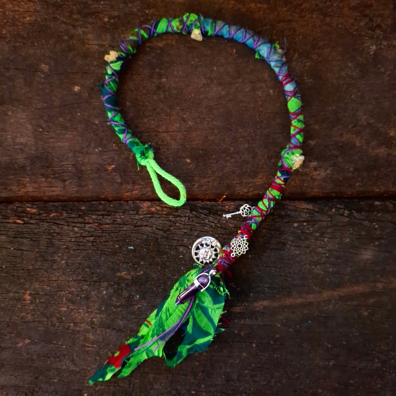 Green Gypsy Dread Wrap with Citrine | 51cm