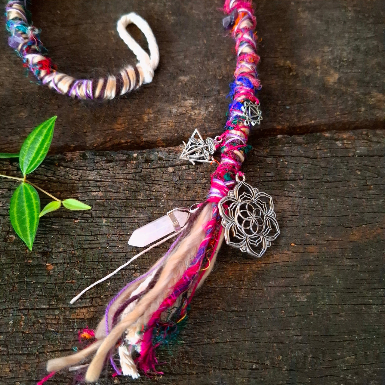 Dreadlock wrap with silver charms