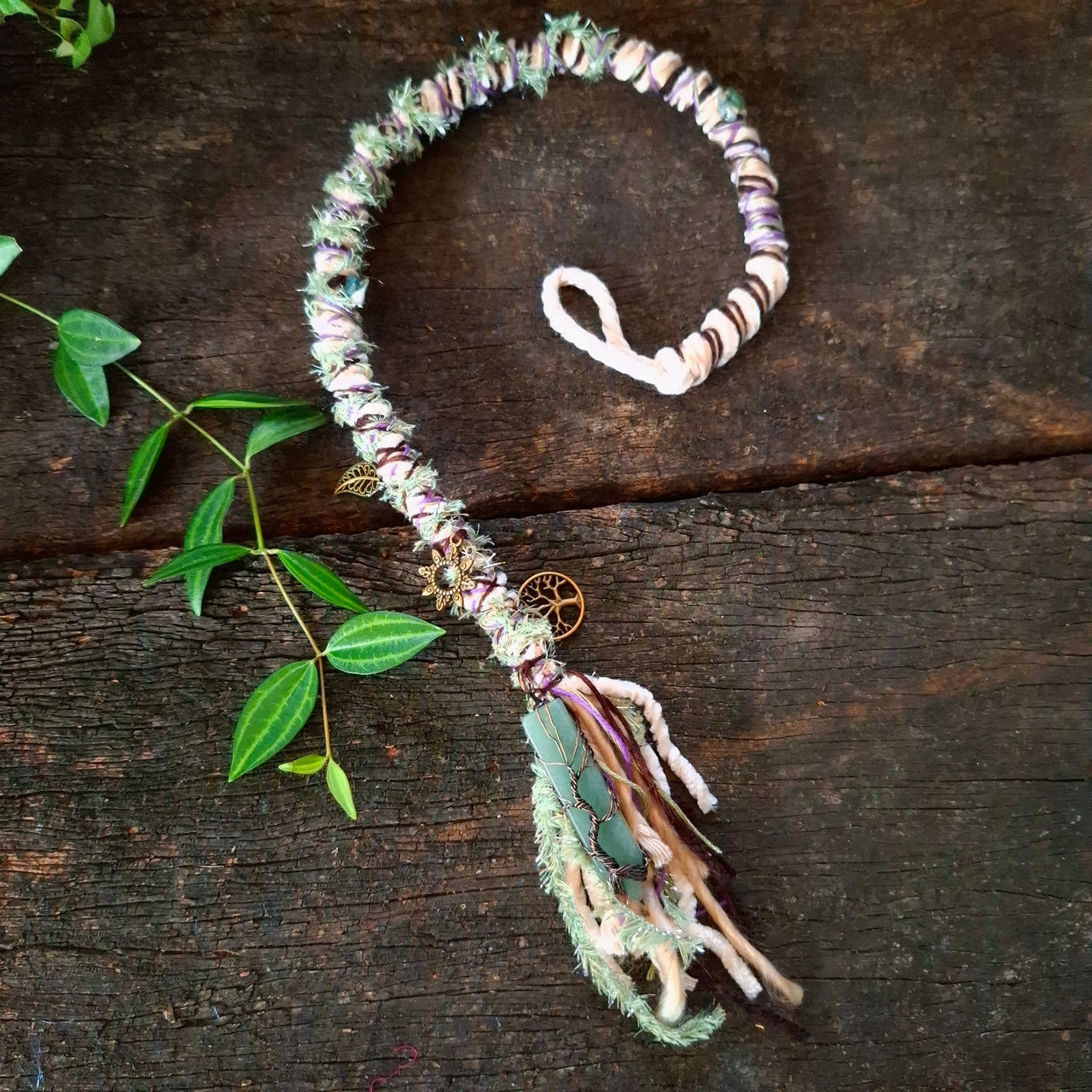 Cream forest dread wrap