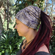 Purple paisley printed beanie