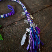 Purple blue dread wrap with charms
