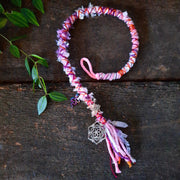 Pink dreadlock wrap with rose quartz