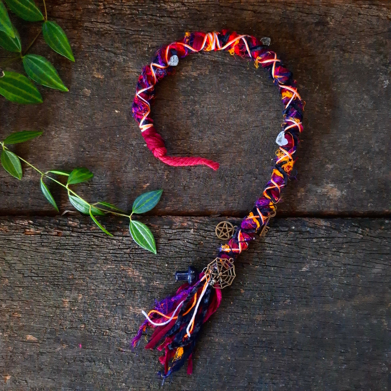 Red sari silk dread wrap