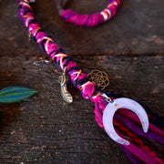 Dread wrap charms rose quartz pendant