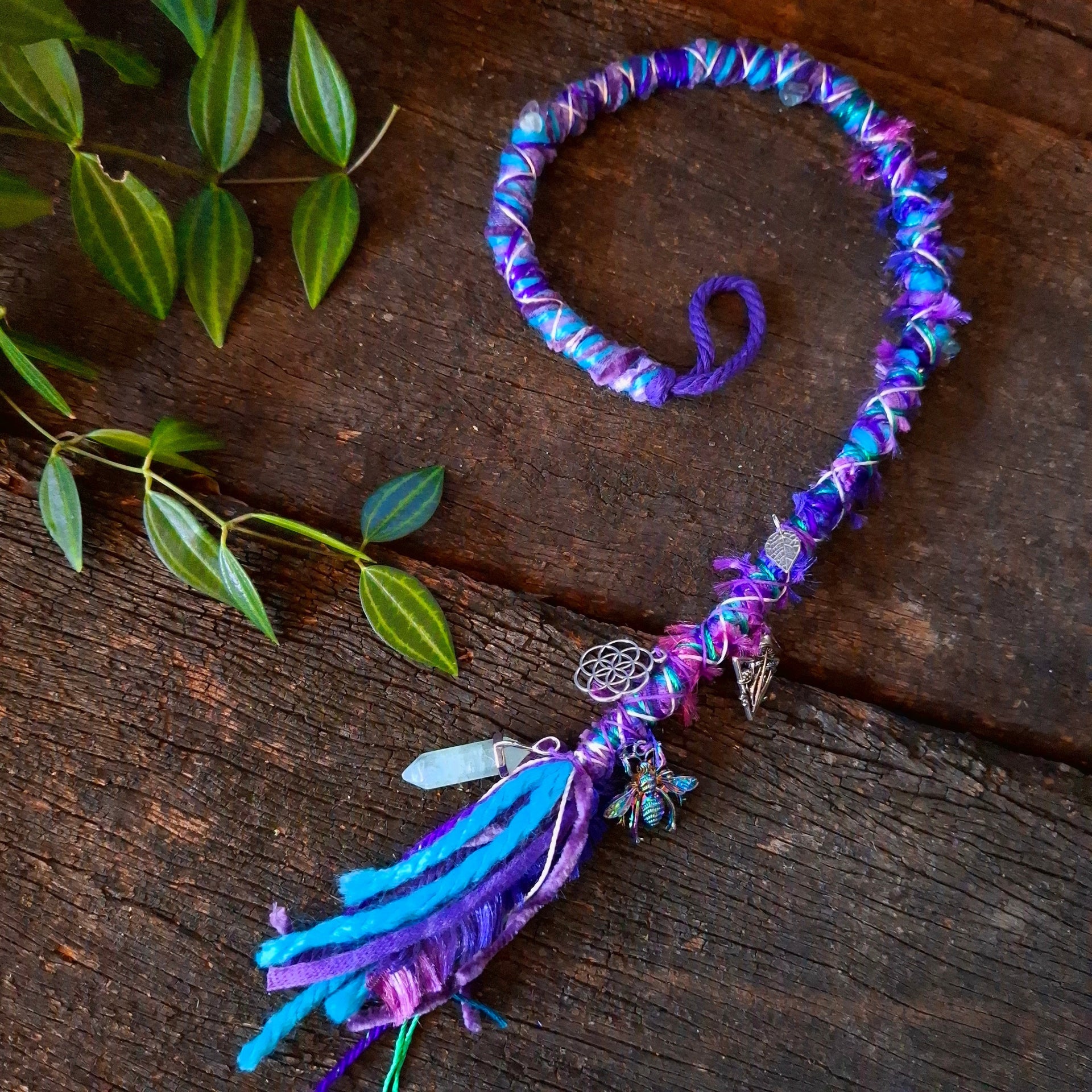 Purple teal dread wrap
