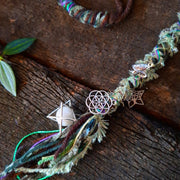 Green dread wrap silver charms