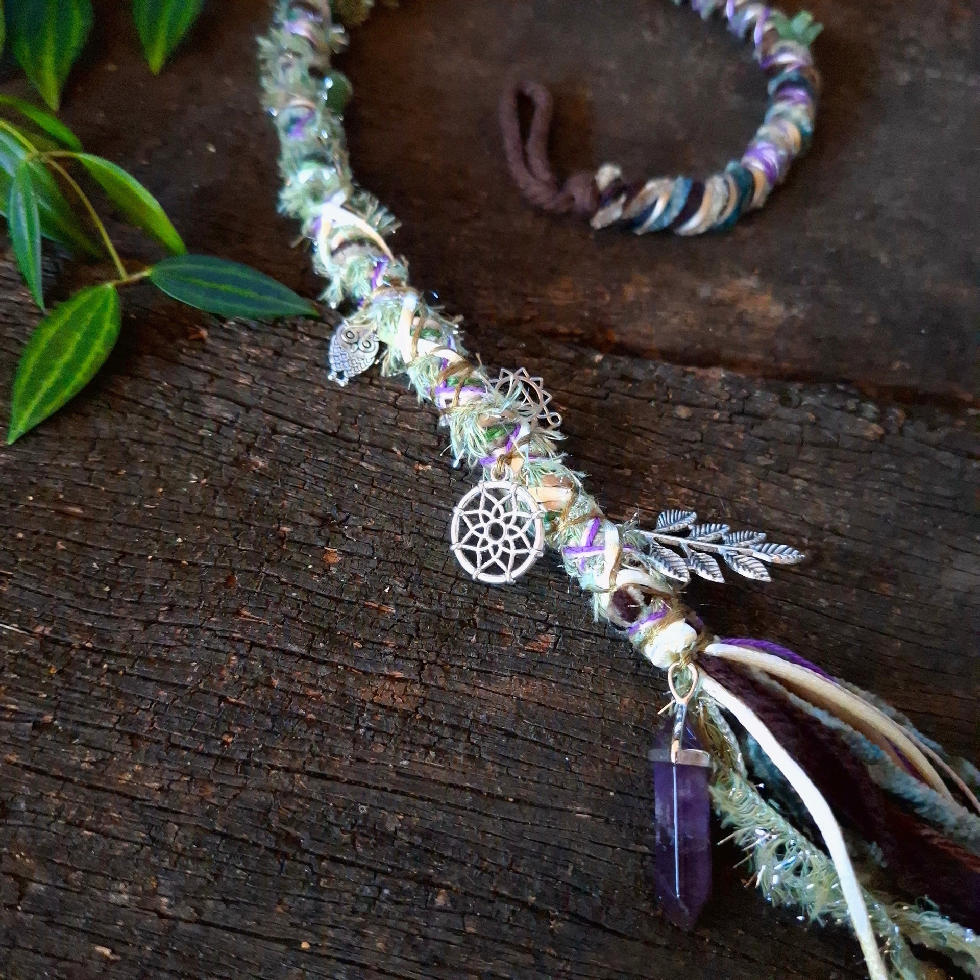 Dread wrap charms with Amethyst