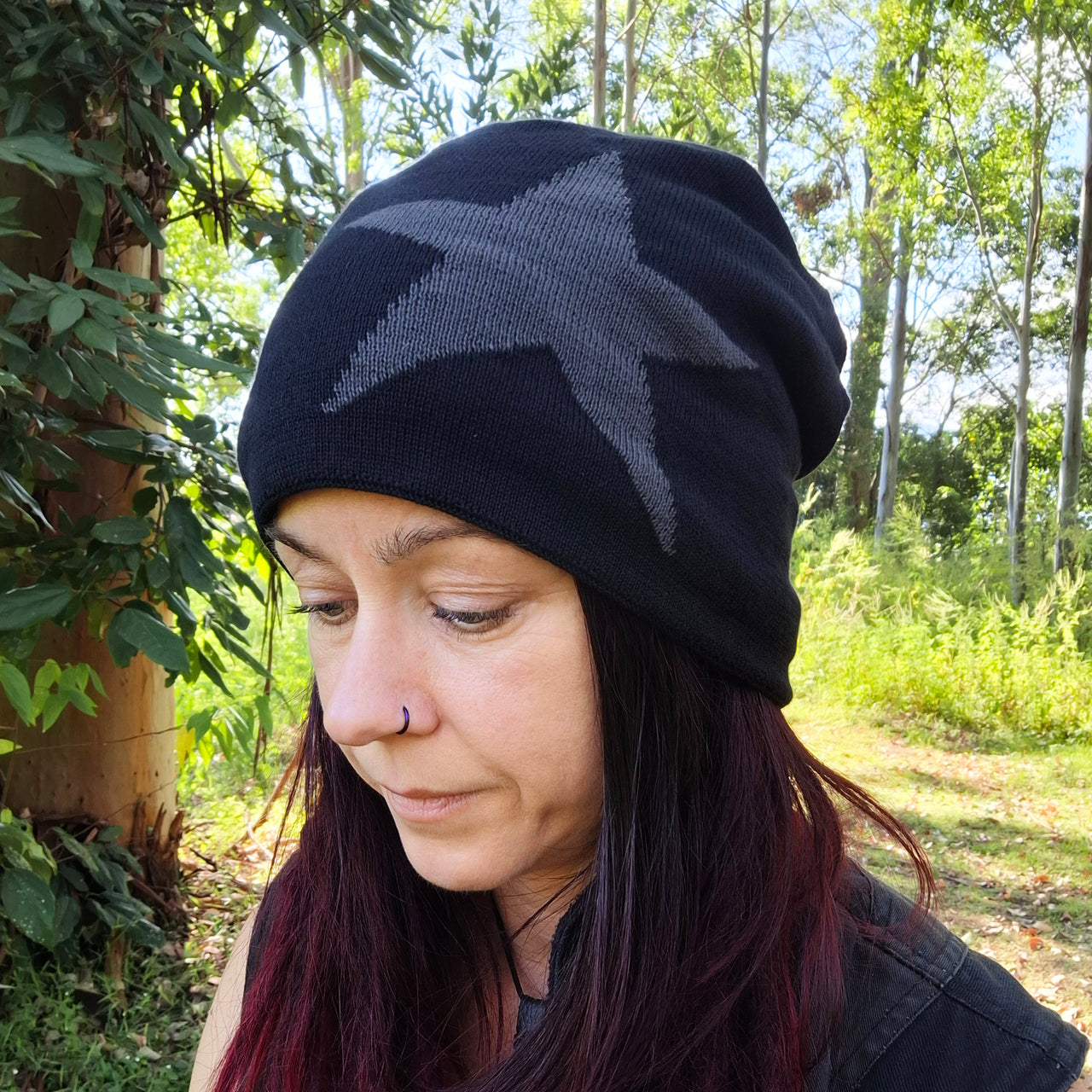 Black STAR beanie front