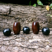 Black and brown wooden dreadlock bead set