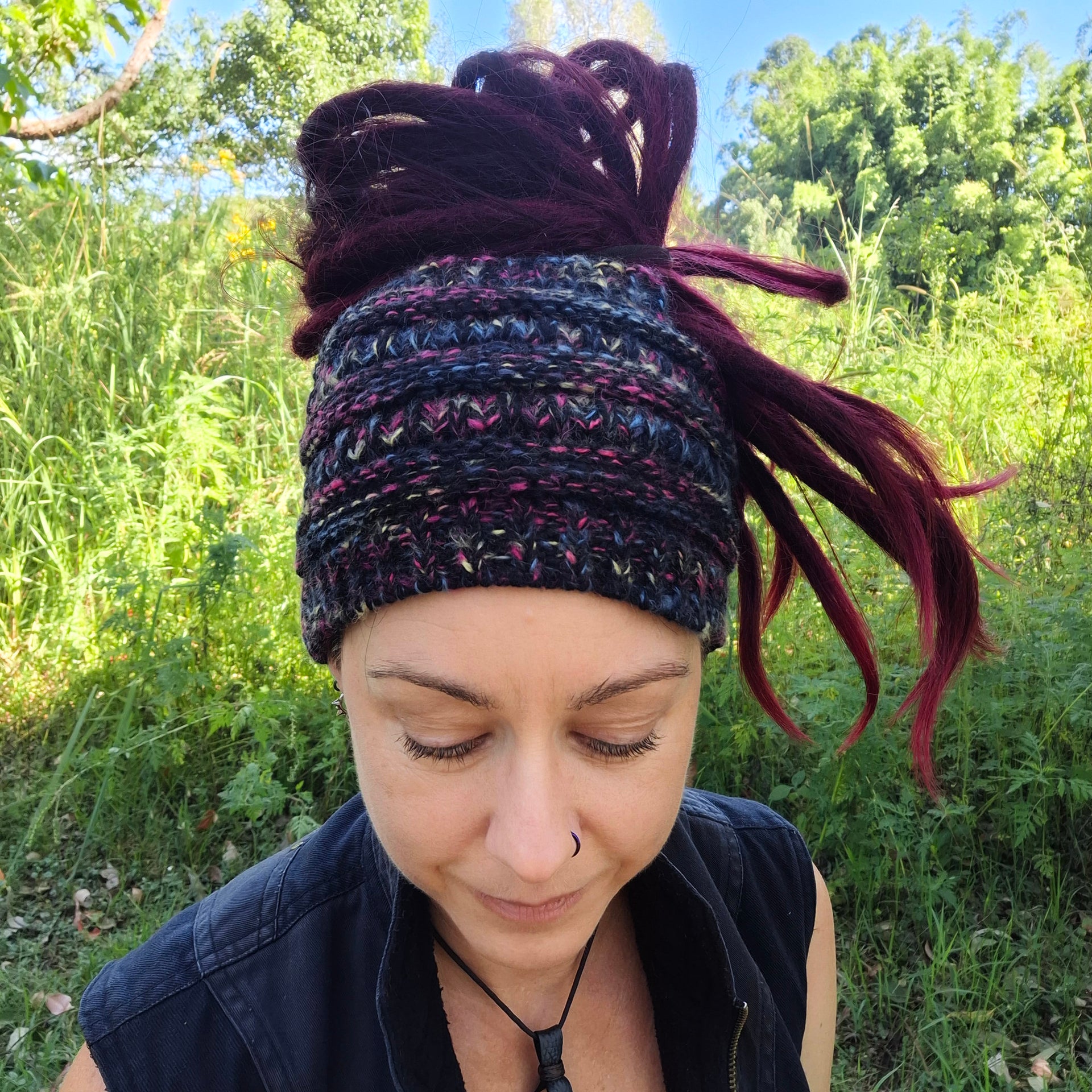 Knitted headband front view