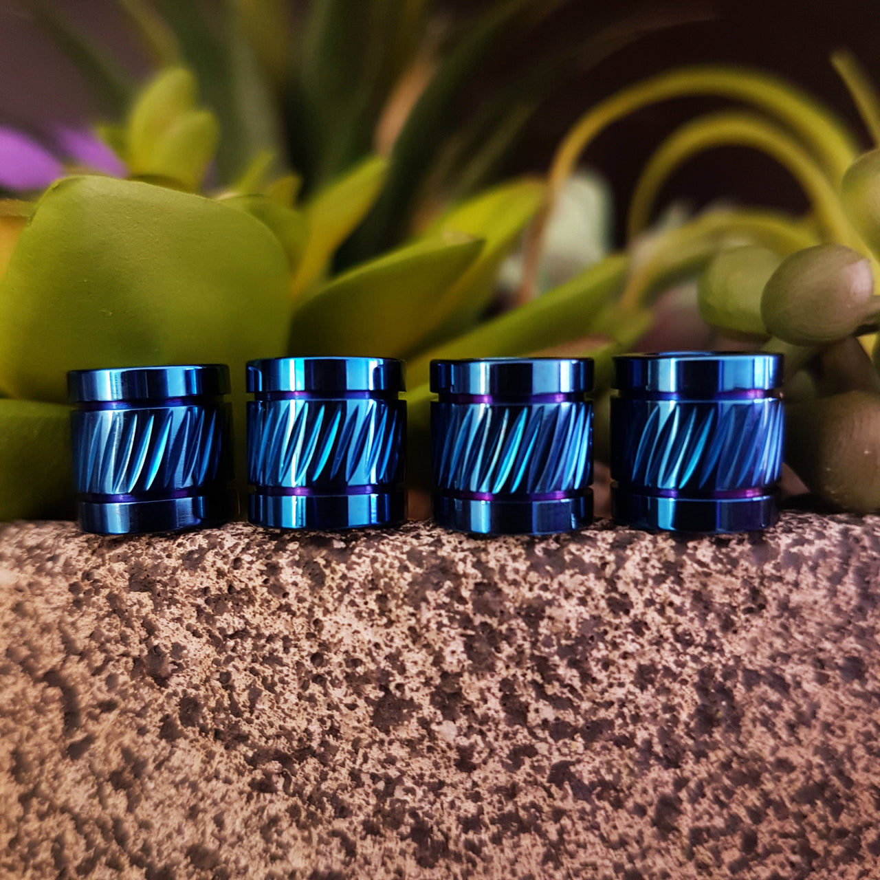 Blue titanium stainless steel dreadlock beads 6mm hole