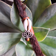 Cowrie shell leather dreadlock cuff