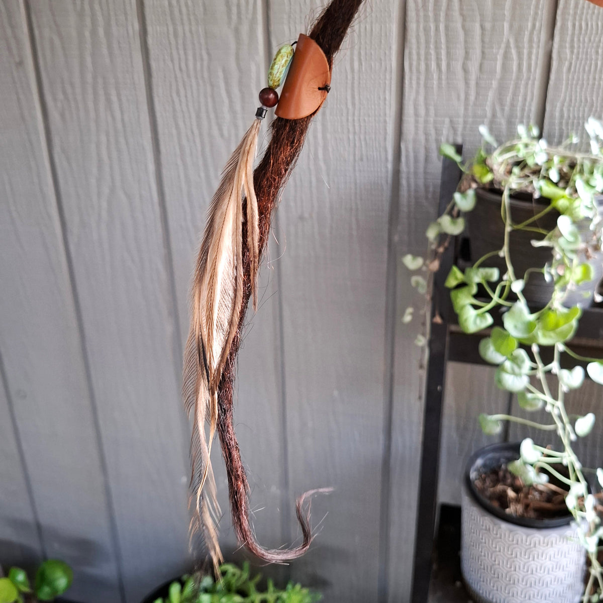 Emu Feather leather dreadlock cuff