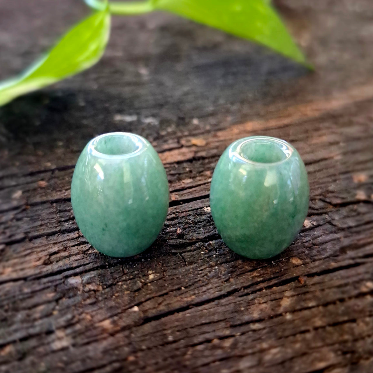 Green Aventurine Barrel Beads | 6mm hole