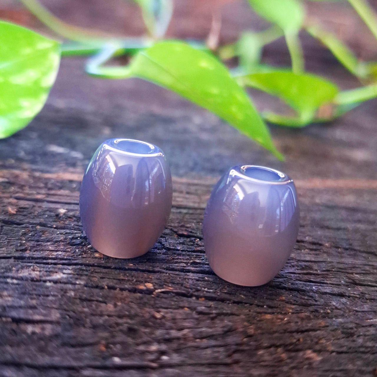 Grey Onyx Barrel Beads | 6mm hole