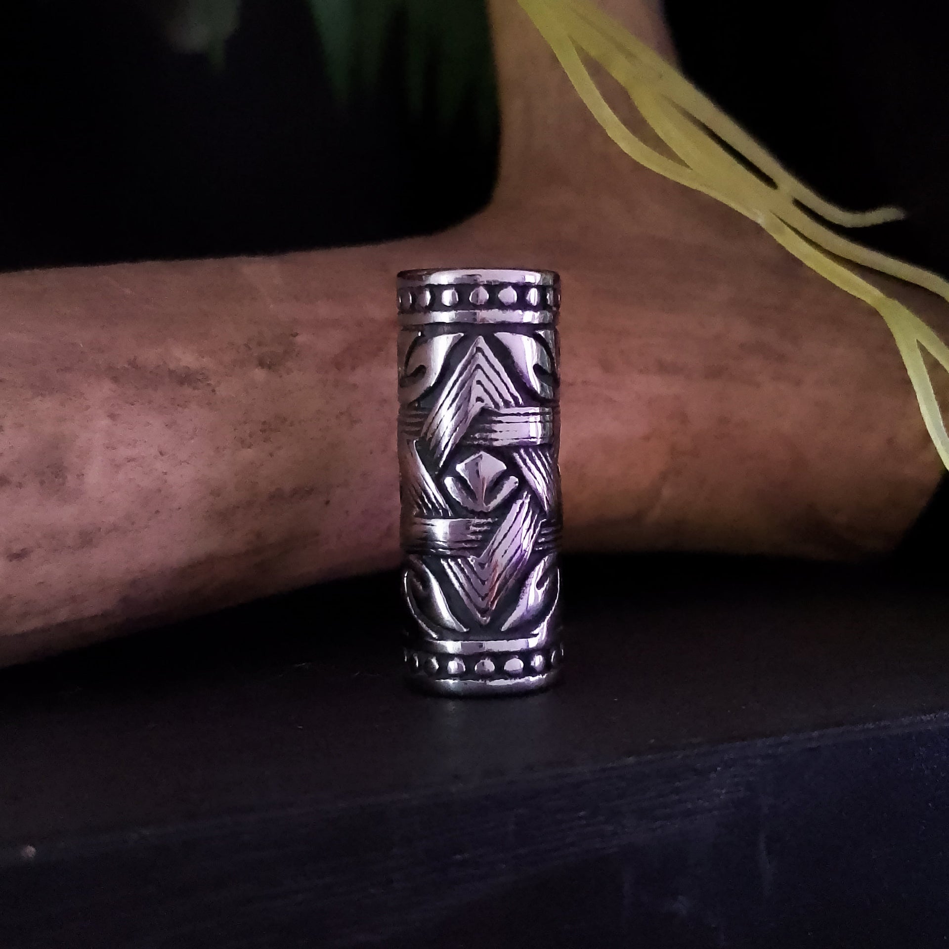 Stainless steel dreadlock tube bead with hexagram star