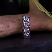 Stainless steel dreadlock tube bead with hexagram star side view