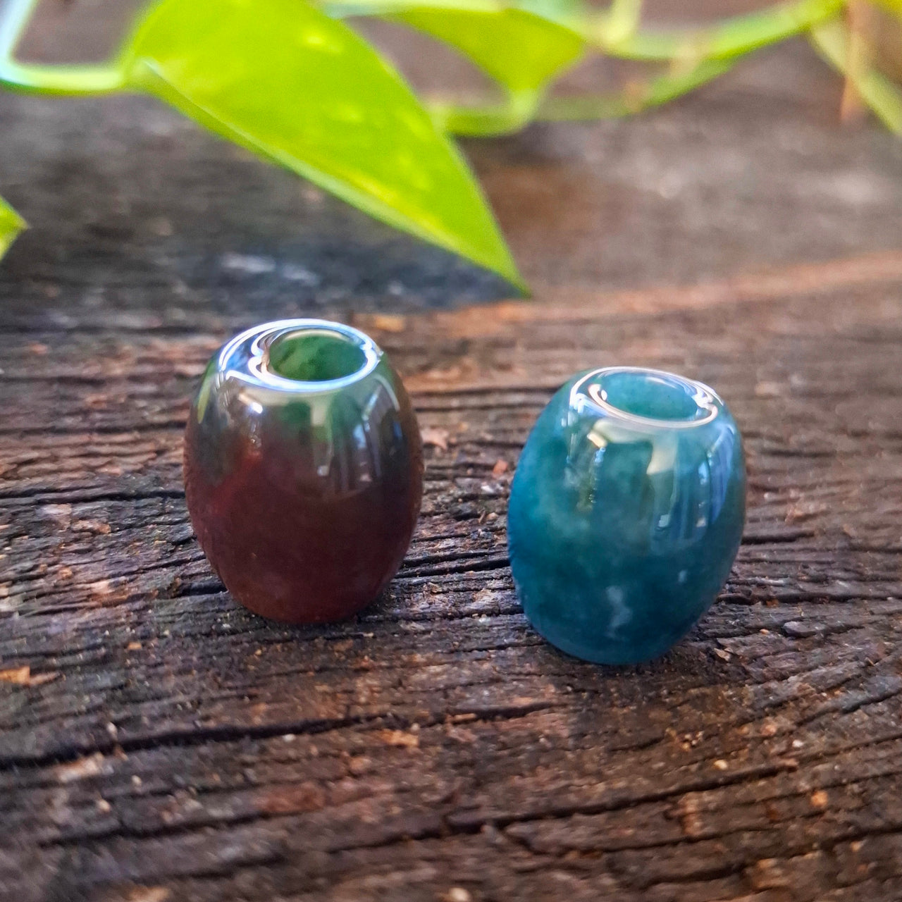 Indian Agate Barrel Beads | 6mm hole