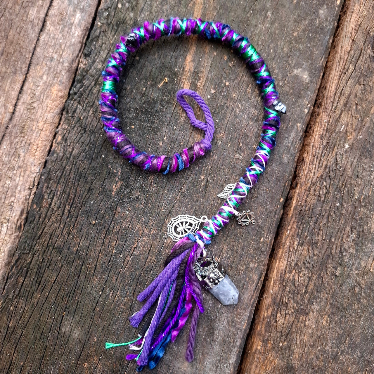 Purple Dread Wrap with Labradorite & Obsidian | 53cm