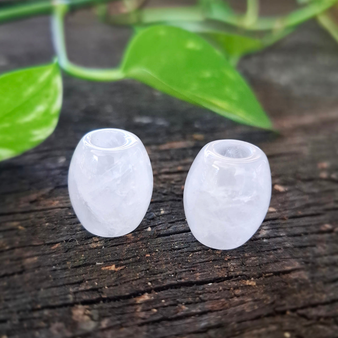 Clear Quartz Barrel Beads | 6mm hole