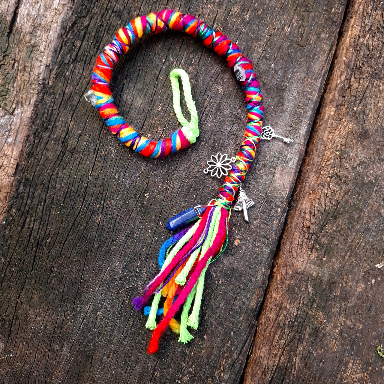 Rainbow Dread Wrap with Lapis Lazuli | 43cm