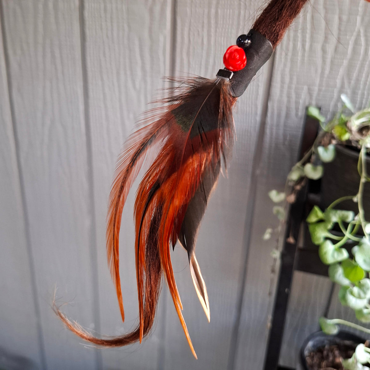 Rooster feather leather dreadlock cuff