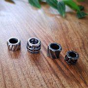 Set of 4 stainless steel dread beads top view