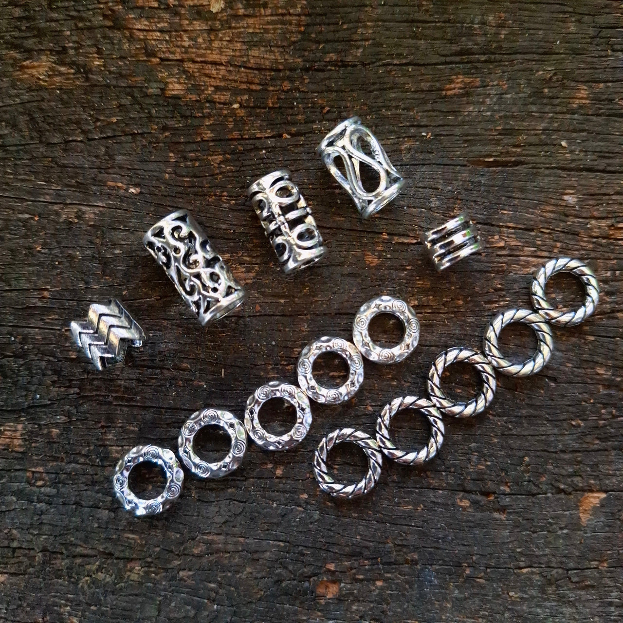 Silver dread bead set of 15 beads