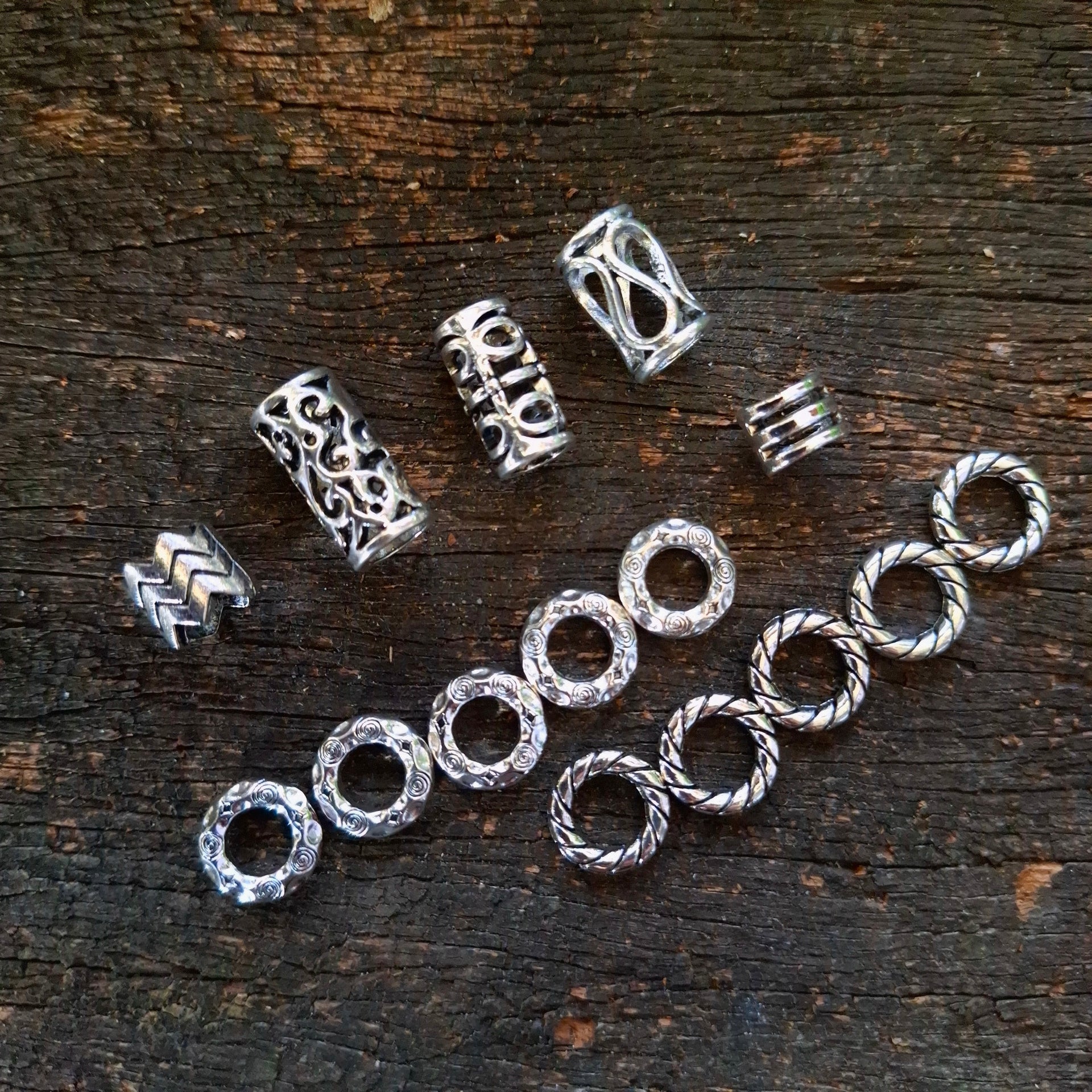 Silver dread bead set of 15 beads