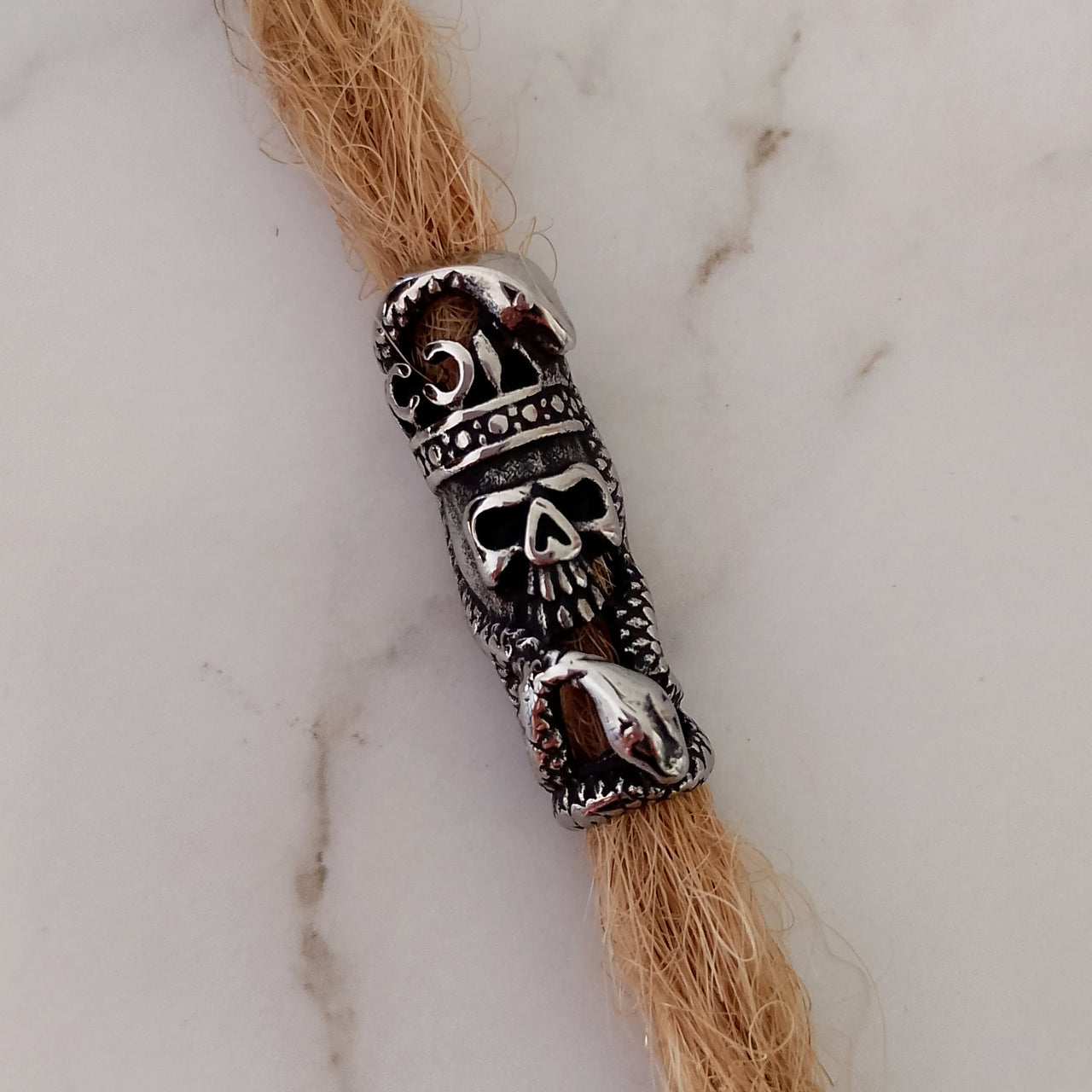 Skull dreadlock tube bead