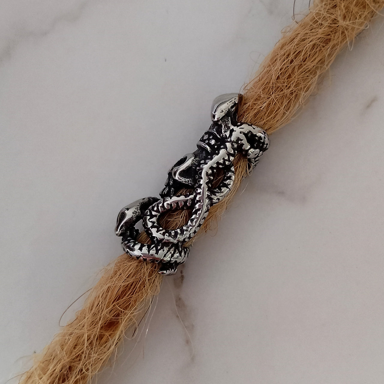 Snake skull dreadlock tube bead side view