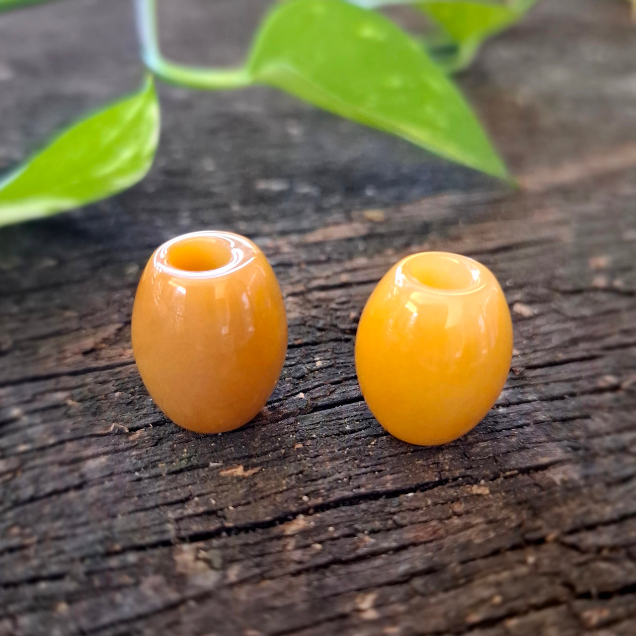 Yellow Jade Barrel Beads | 6mm hole