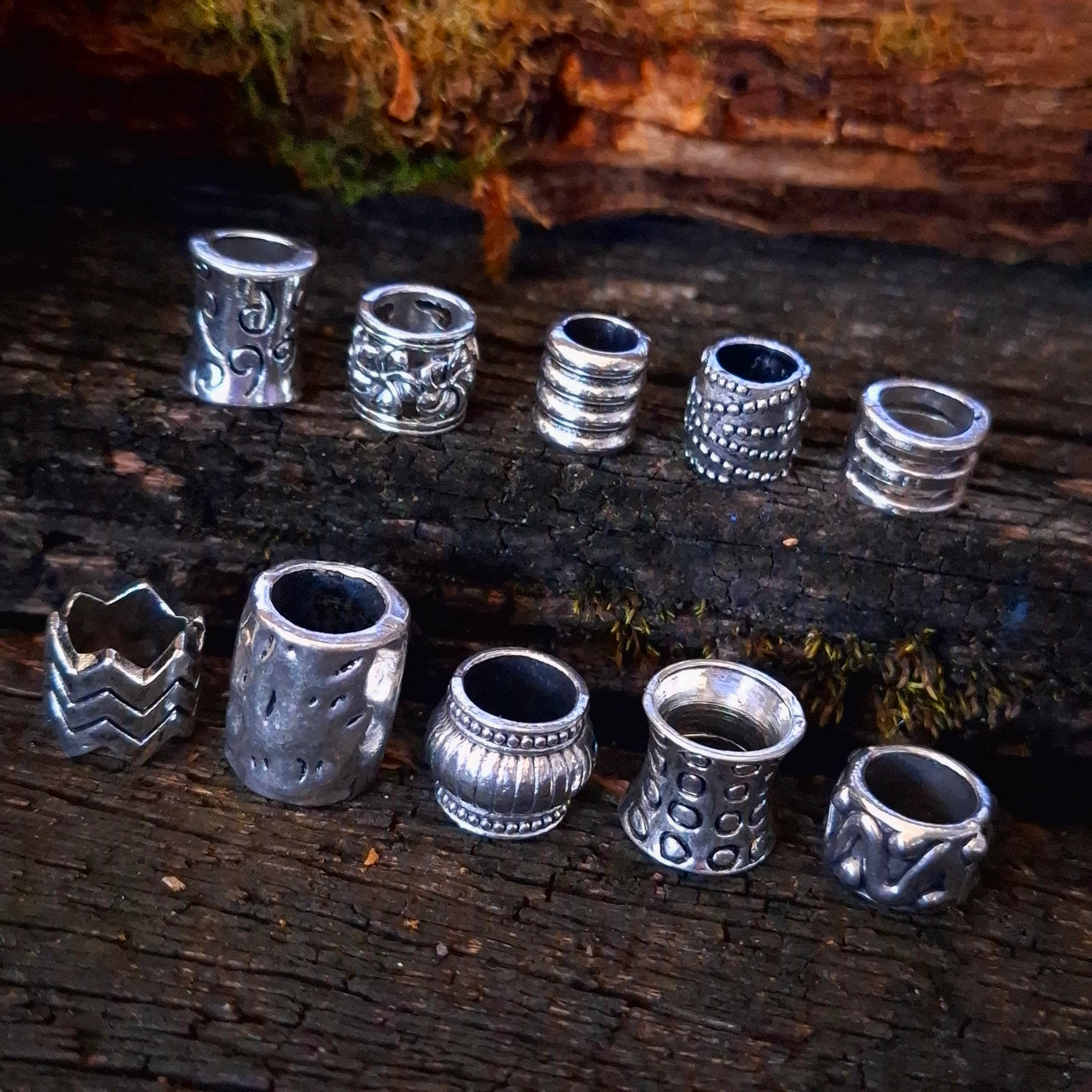 Set of 10 Mixed Silver Beads | 6-9mm hole