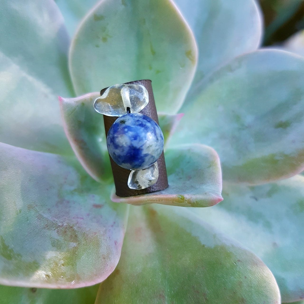 Lapis Lazuli & Quartz Leather Dreadlock Cuff