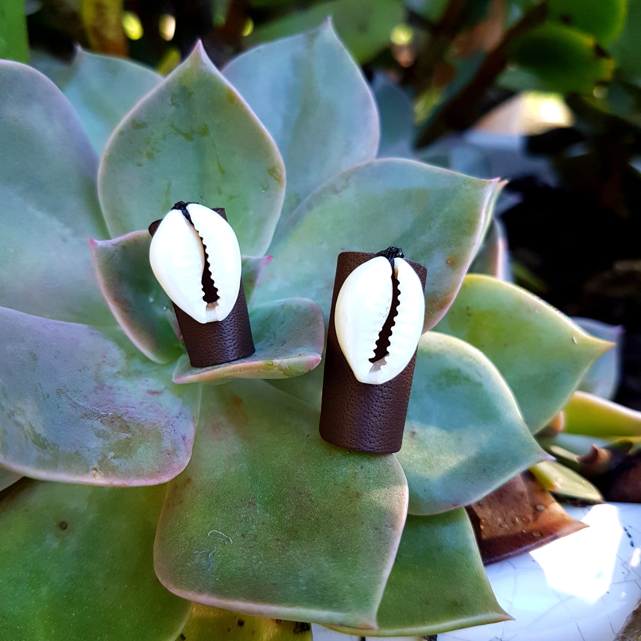 Cowrie Shell Leather Dreadlock Cuff