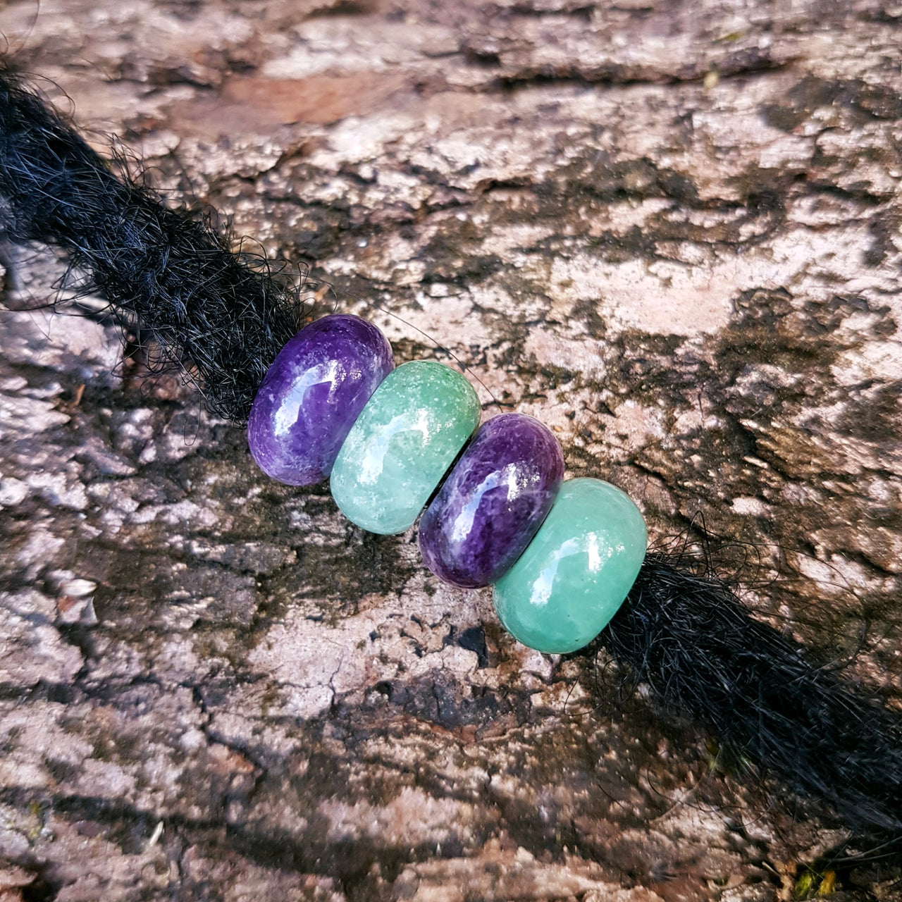 amethyst green aventurine dread beads