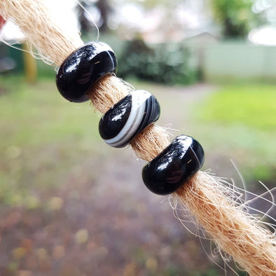 Black Vein Agate Beads | 6mm hole