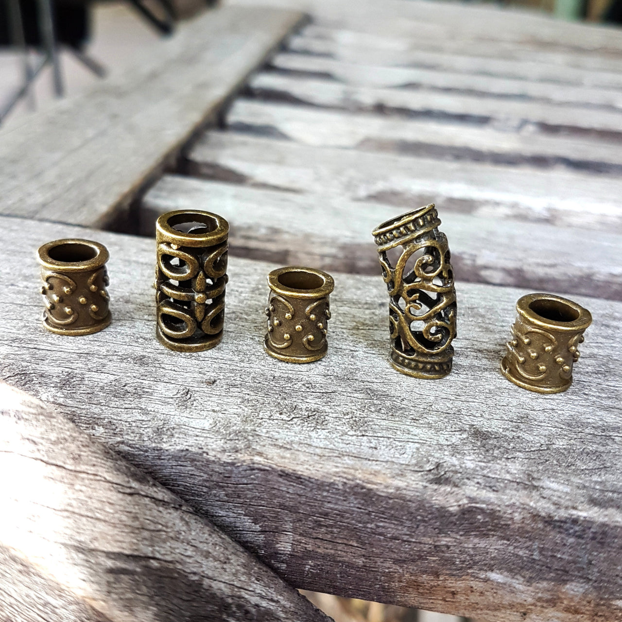 Set of 5 Bronze Dread Beads | 7mm hole