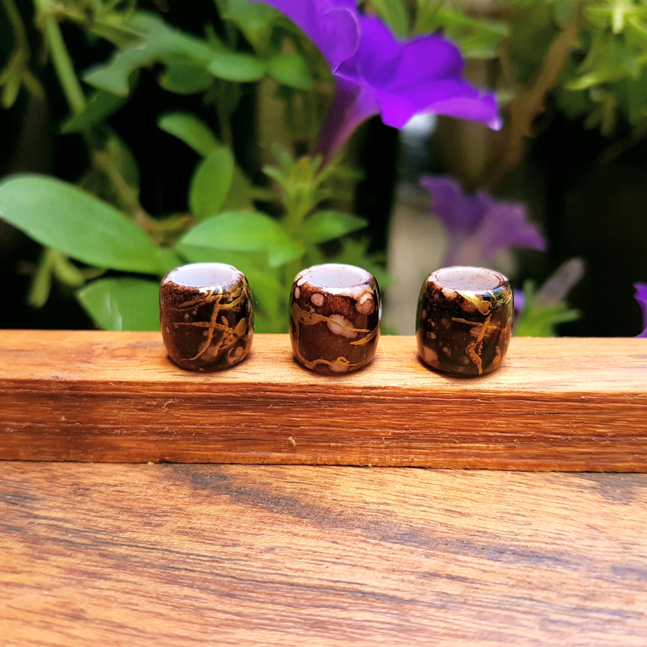 brown acrylic dread beads