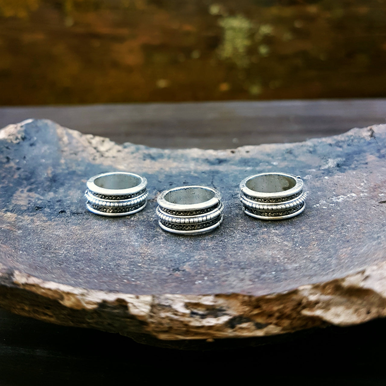 Set of 3 Large Silver Dread Rings | 11mm hole