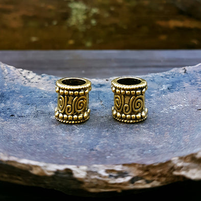 Antique Golden Bead Duo | 9mm hole