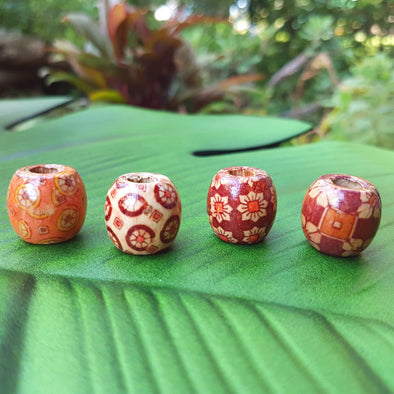 wooden dread beads with pattern